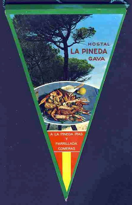 Parte frontal de un bandern del Hostal La Pineda de Gav Mar